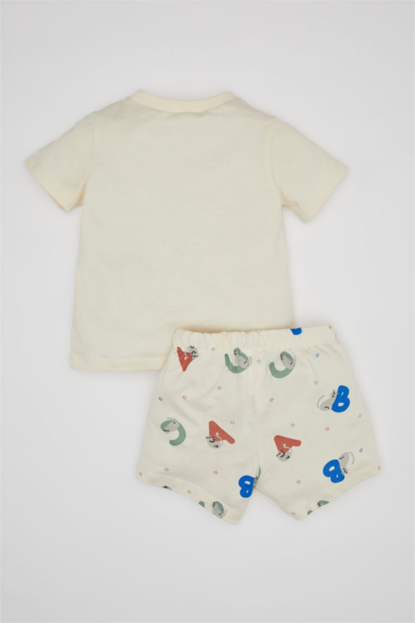 BABY BOY Ecru Baby Boy Printed Cotton 2 Piece Pajama Set