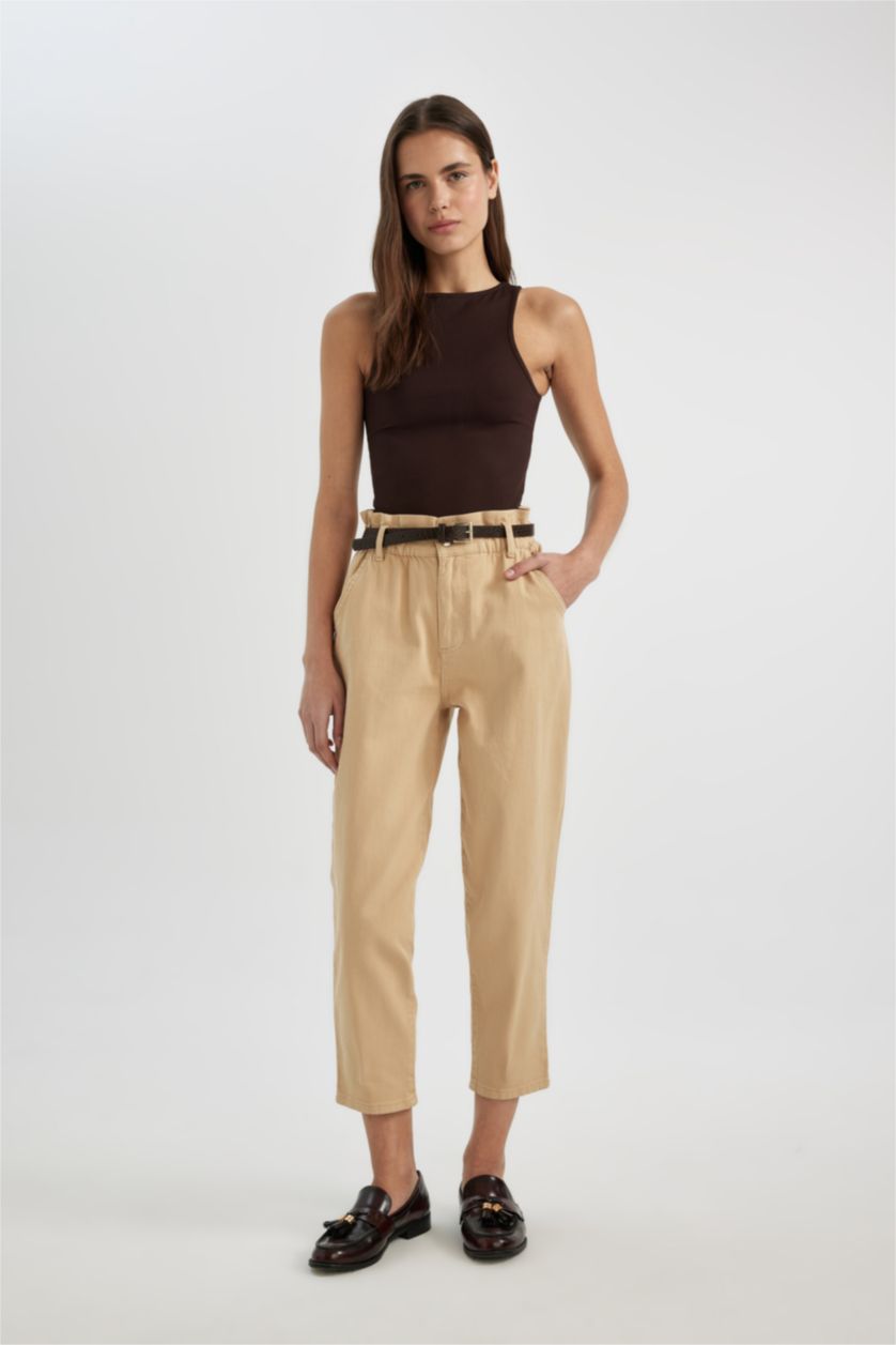 WOMAN Light Vison Baggy Fit Ankle Length Gabardine Trousers