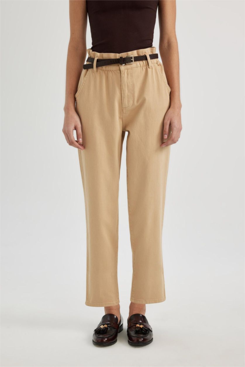 WOMAN Light Vison Baggy Fit Ankle Length Gabardine Trousers
