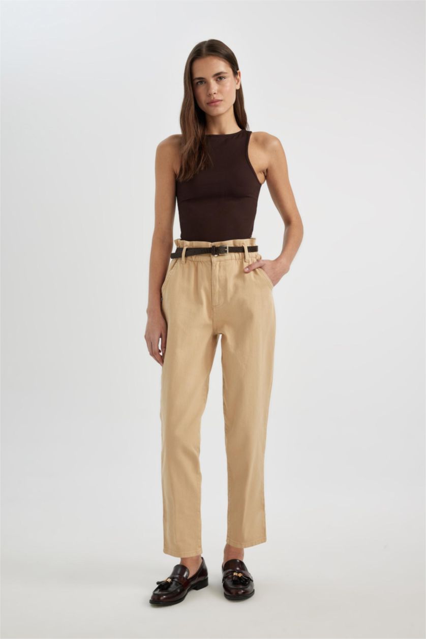 WOMAN Light Vison Baggy Fit Ankle Length Gabardine Trousers