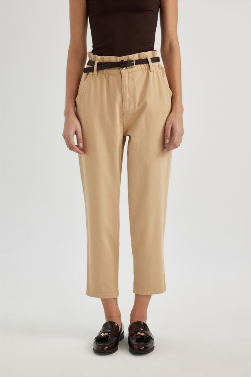WOMAN Light Vison Baggy Fit Ankle Length Gabardine Trousers