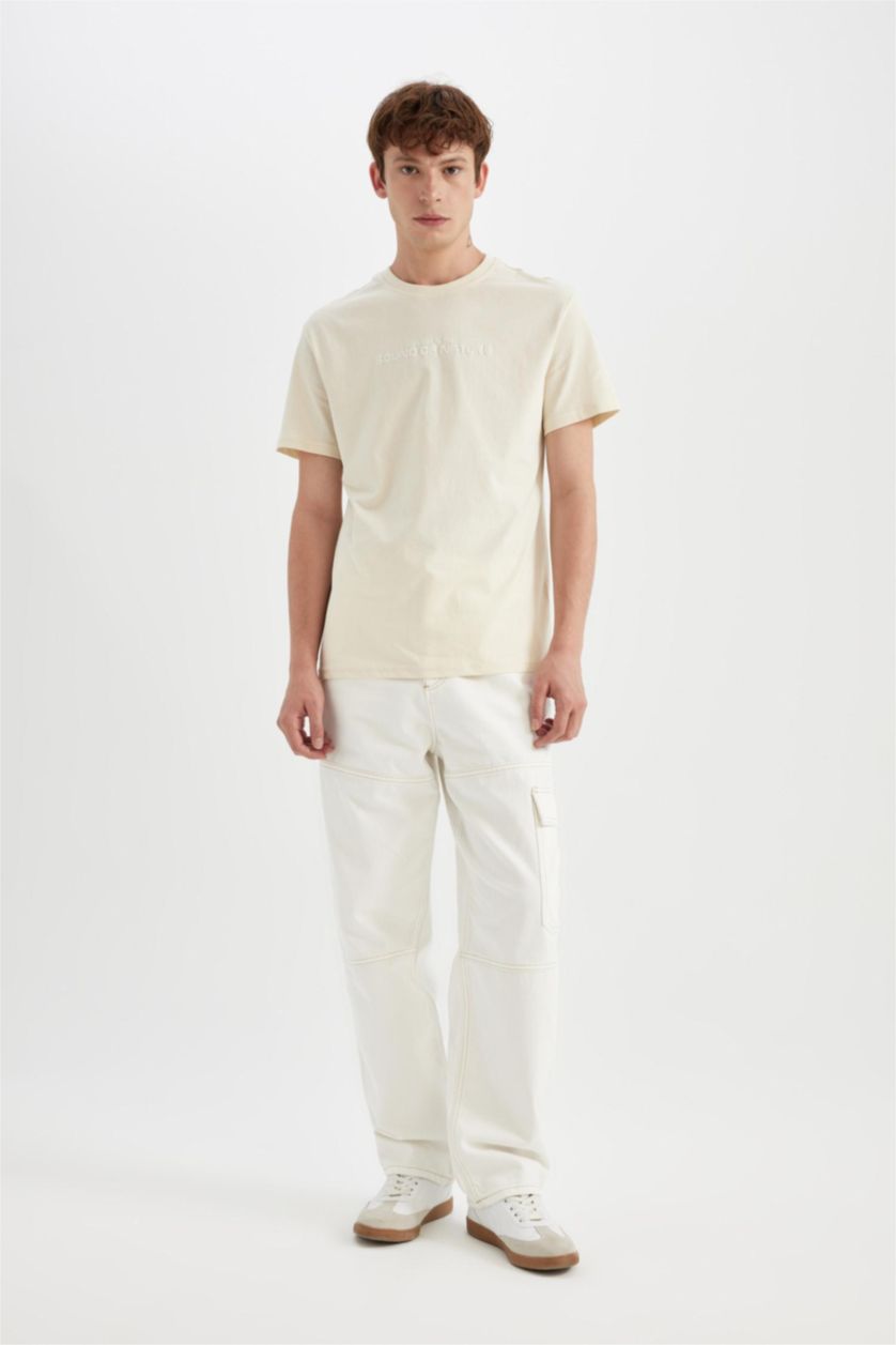 Ерлер ақ багги деним кең етек Шалбар