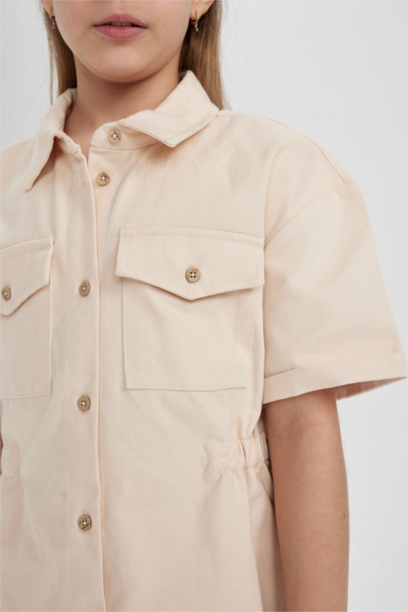 FILLES Orange Clair Robe Courte Gabardine