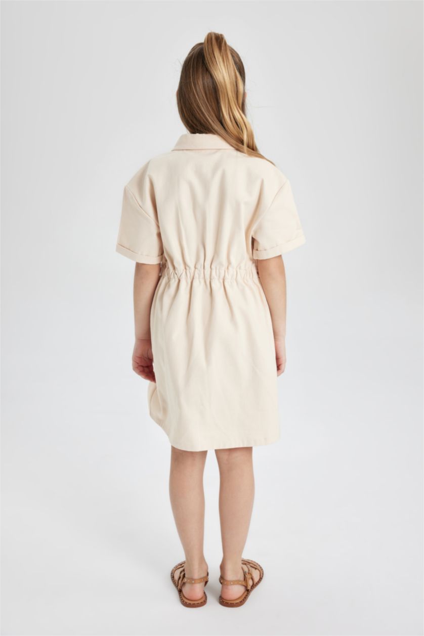 FILLES Orange Clair Robe Courte Gabardine