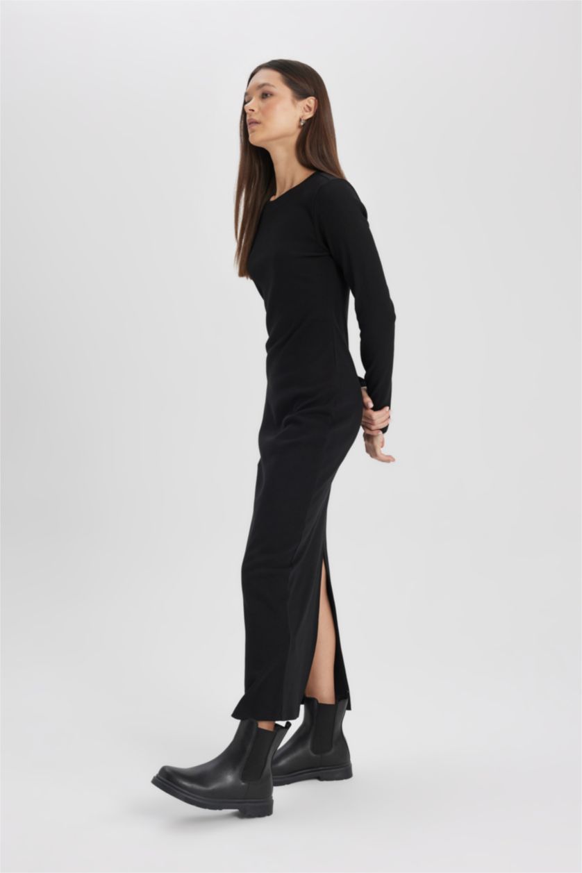 WOMAN Black Bodycon Crew Neck Ribbed Camisole Maxi Dress