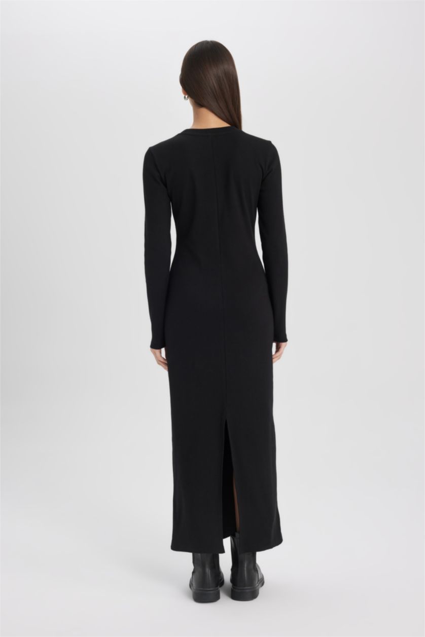 WOMAN Black Bodycon Crew Neck Ribbed Camisole Maxi Dress