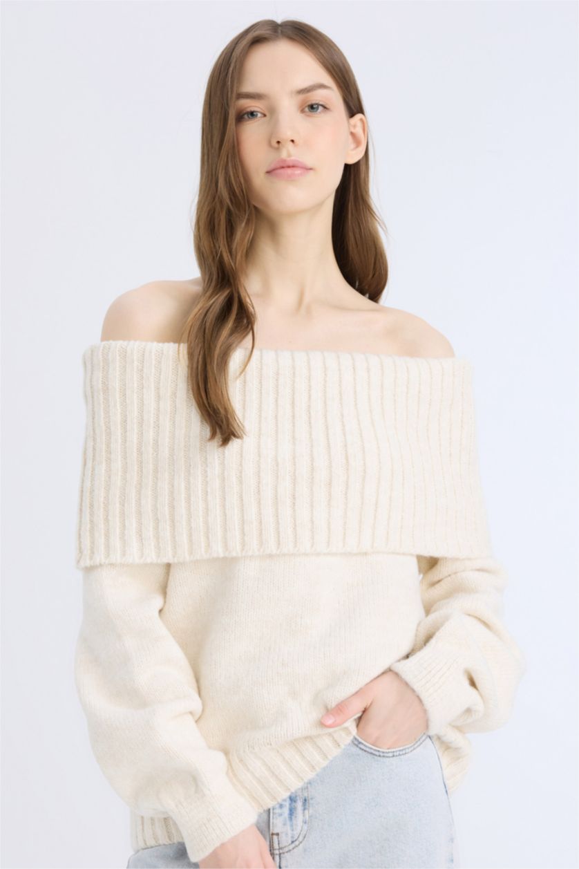 WOMAN Ecru Regular Fit Knitwear Pullover