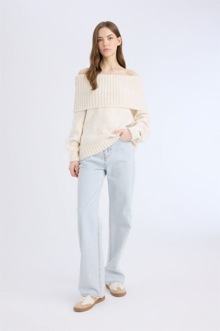 WOMAN Ecru Regular Fit Knitwear Pullover