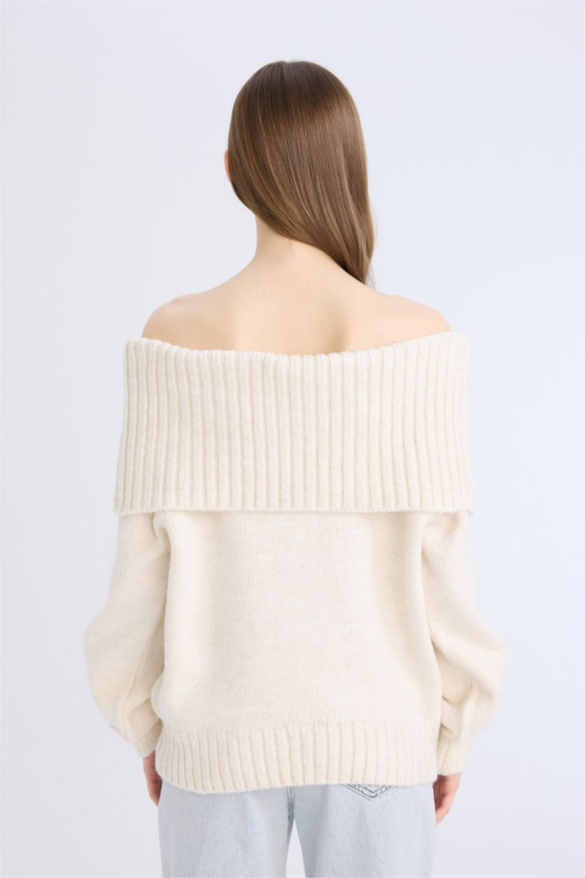 WOMAN Ecru Regular Fit Knitwear Pullover