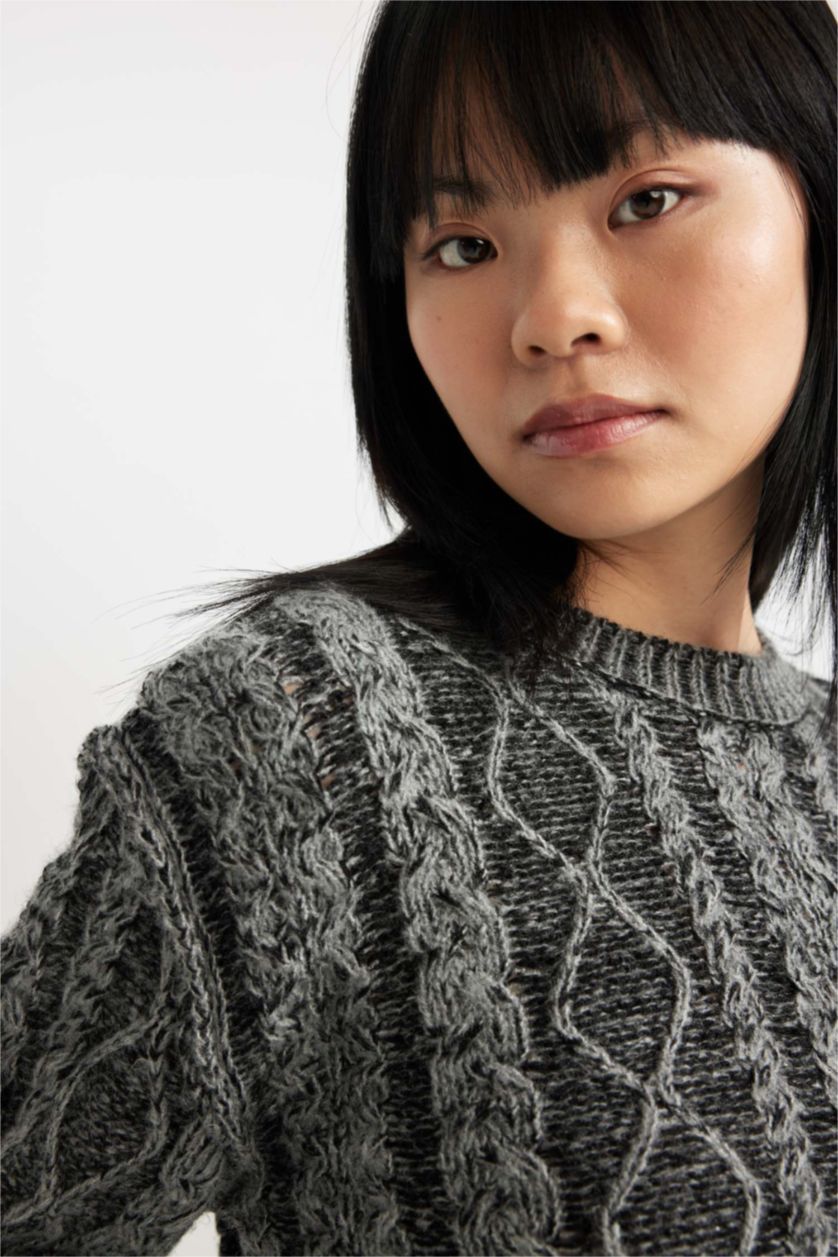 WOMAN Anthracite Regular Fit Crew Neck Knitwear Pullover