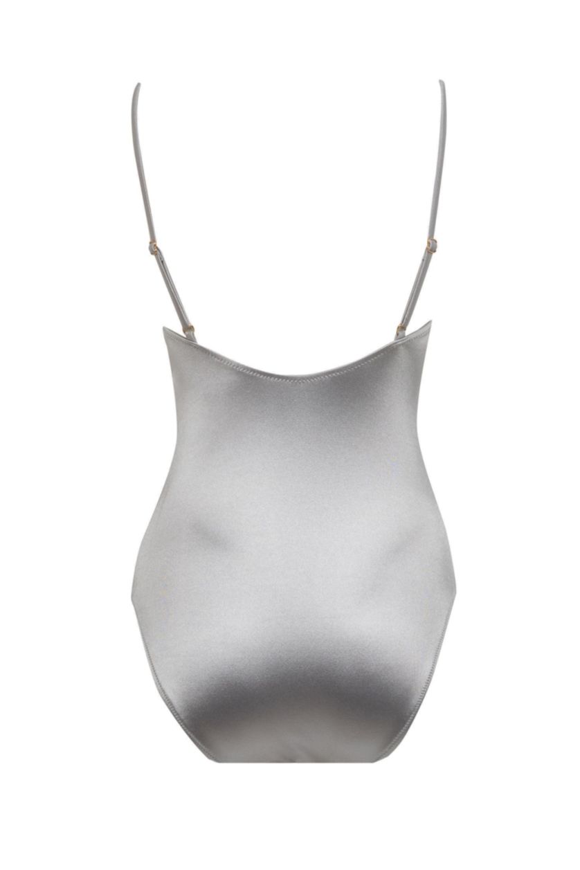 Woman Grey Fall in Love Regular Fit Shiny Swimsuit