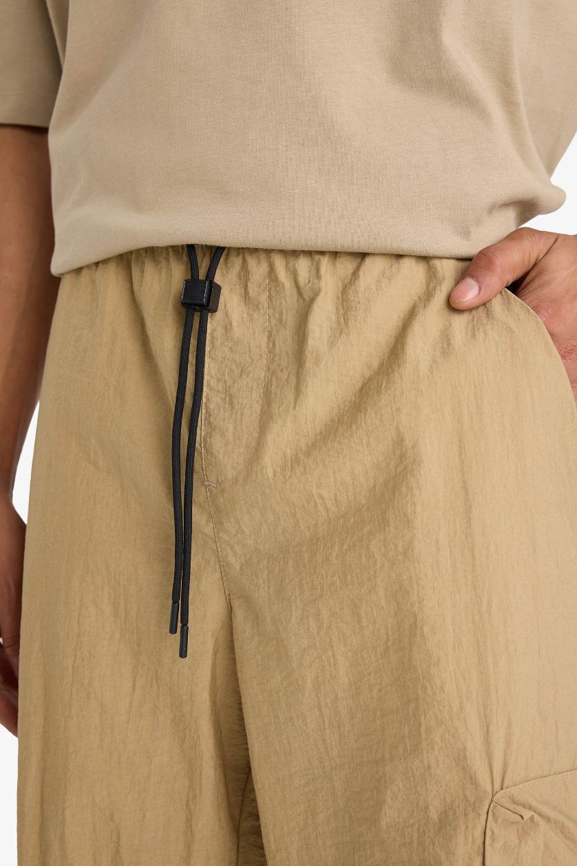 رجال فيزوني بنطرون كارجو منسوج اوفر سايز بجيب من DeFactofit