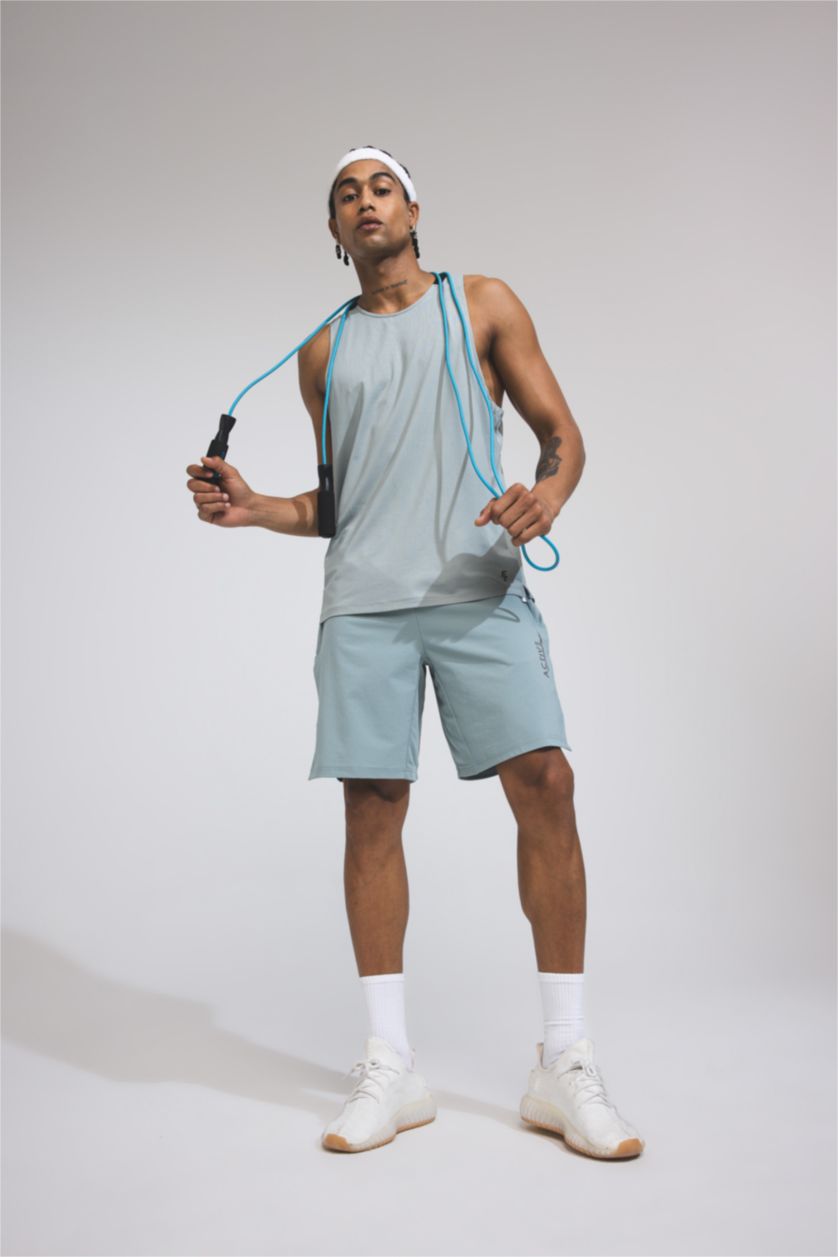 رجال رمادي فاتح شورت رياضي قصة عادية من DeFactoFit