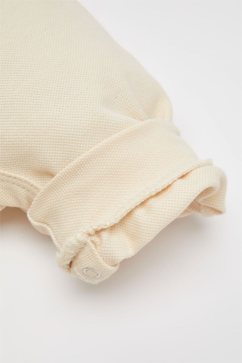 BABY GIRL Light Stone Pique Regular Fit Polo Collar Jumpsuit