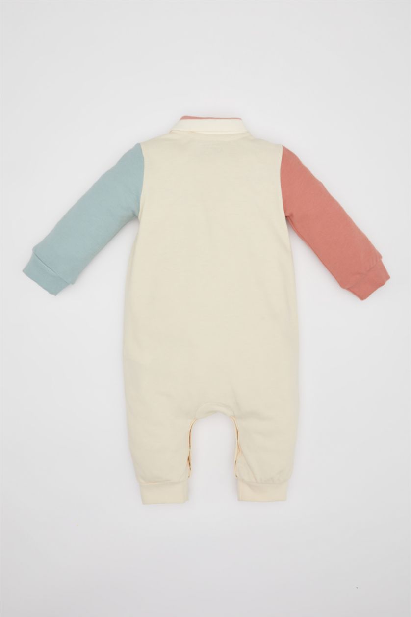 BABY GIRL Light Stone Pique Regular Fit Polo Collar Jumpsuit