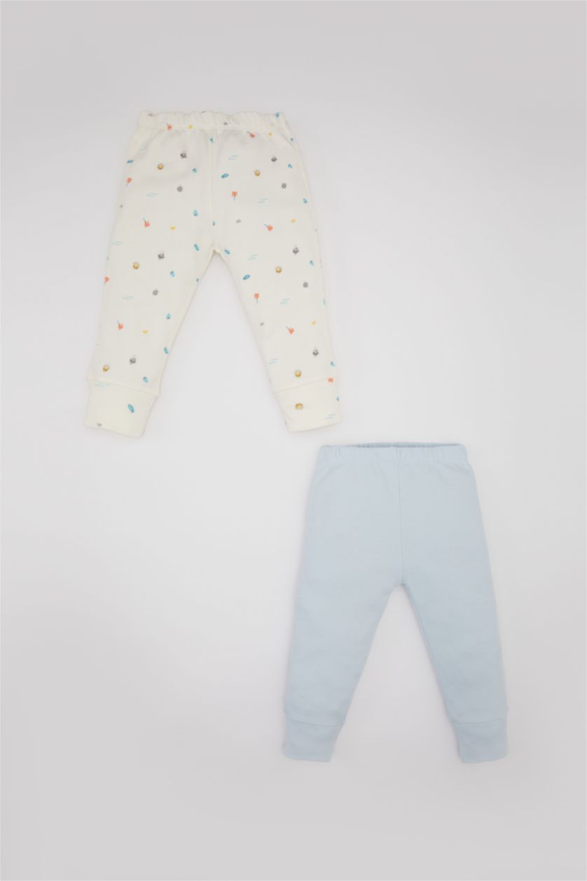 BABY GIRL Light Blue Baby Boy Regular Fit Marine Printed Heavy Fabric 2 Piece Pants
