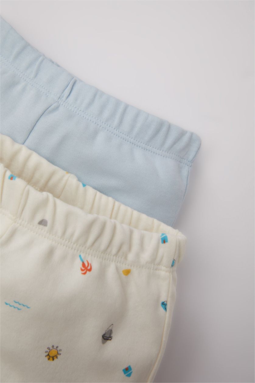 BABY GIRL Light Blue Baby Boy Regular Fit Marine Printed Heavy Fabric 2 Piece Pants