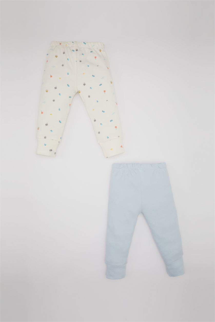 BABY GIRL Light Blue Baby Boy Regular Fit Marine Printed Heavy Fabric 2 Piece Pants