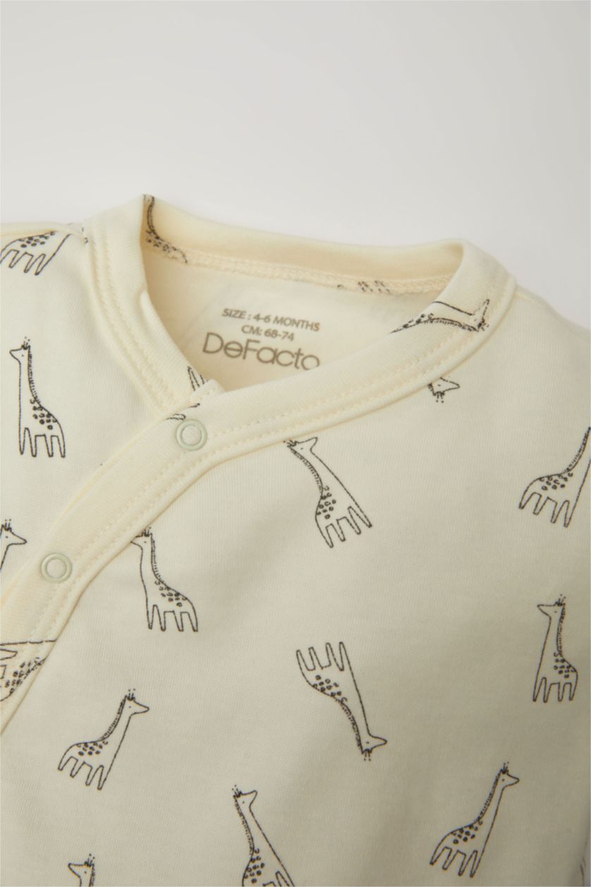 BABY GIRL Ecru Baby Boy Newborn Safari Printed Jumpsuit