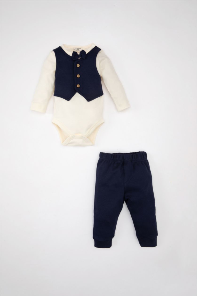 BABY GIRL NAVY Baby Boy Snap Body Sweatpants 2 Piece Set