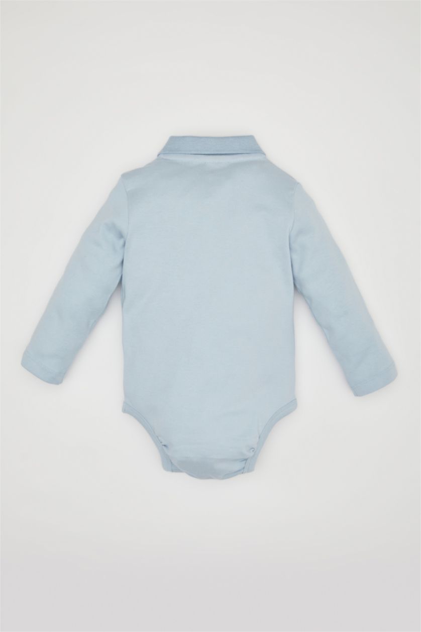 طفلة صغيرة أزرق فاتح سالوبيت اولادي حديثي الولادة بياقة بولو