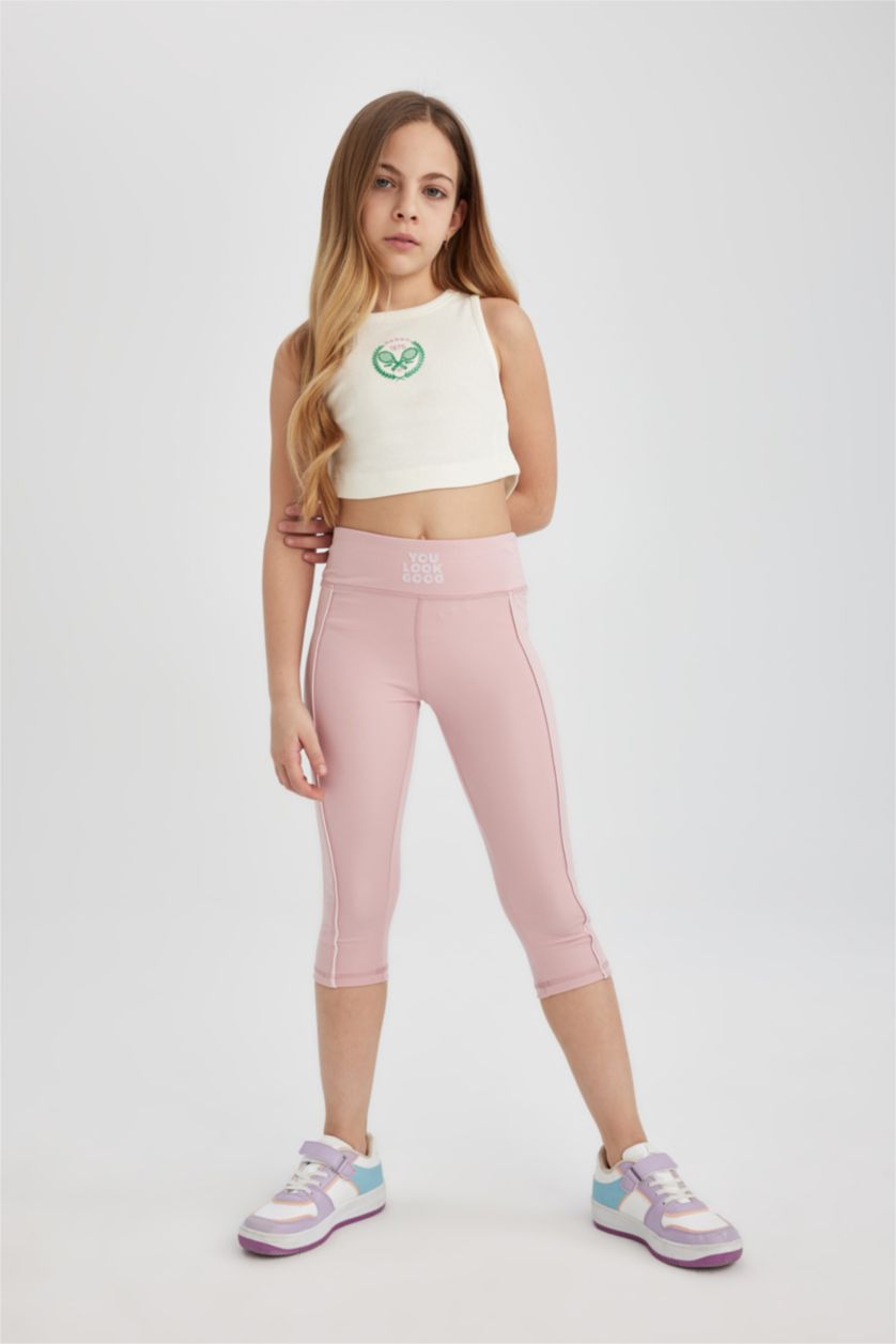 Girls & Teens Light Pink Girl Capri Length Leggings