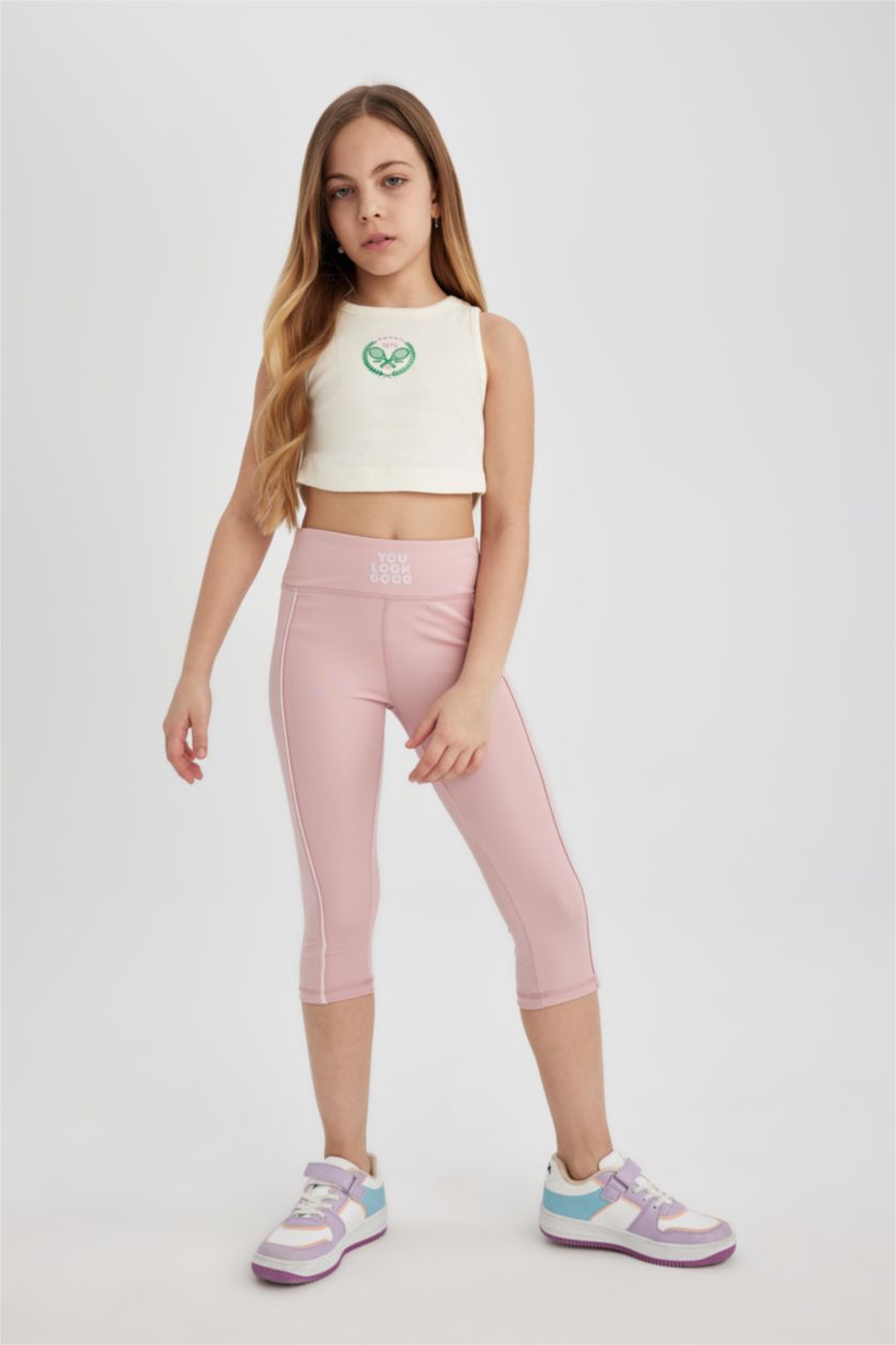 Girls & Teens Light Pink Girl Capri Length Leggings