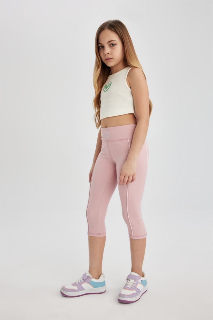 Girls & Teens Light Pink Girl Capri Length Leggings