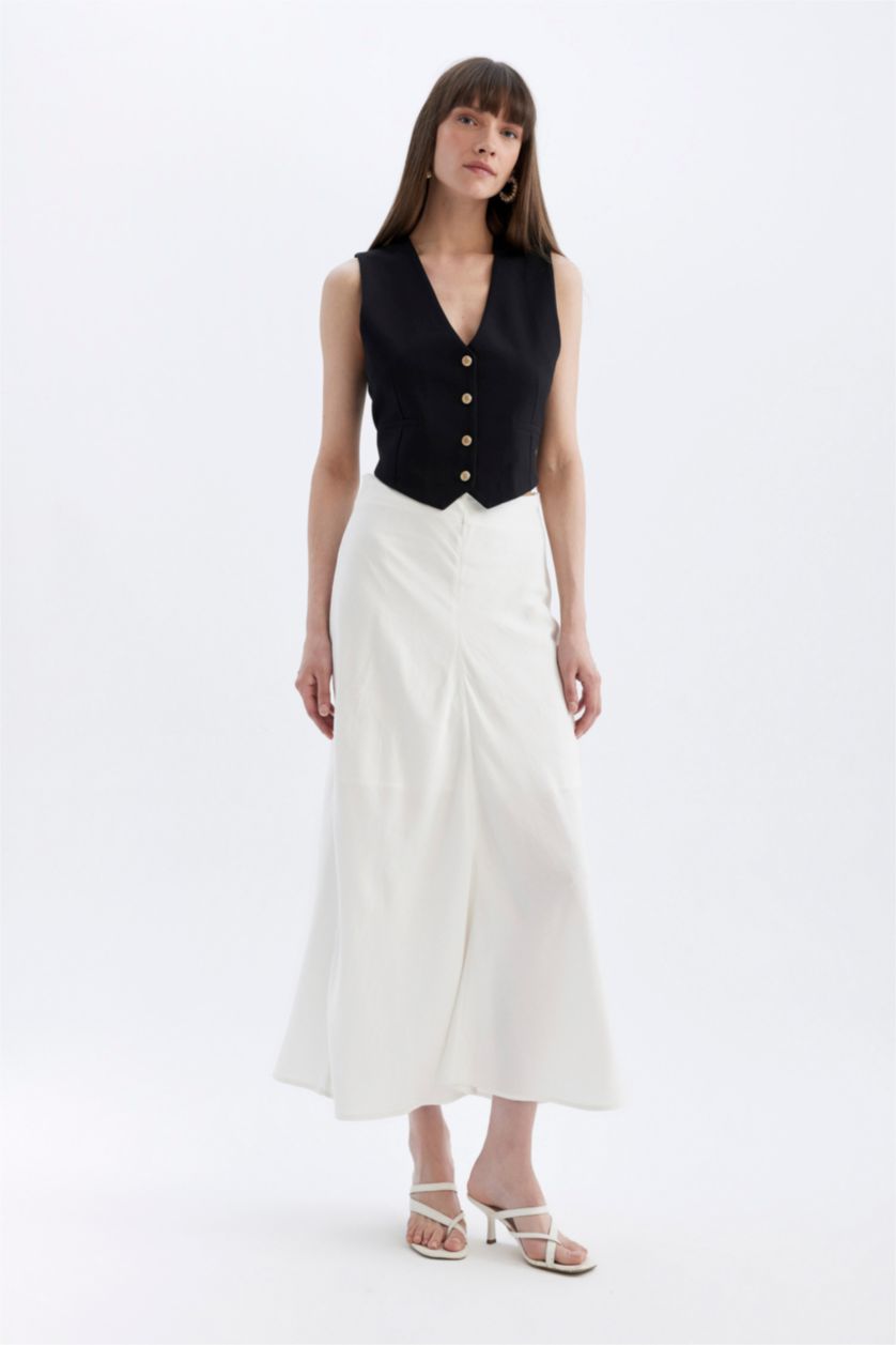 FEMME Noir Gilet Blazer Coupe Régulière Col En V