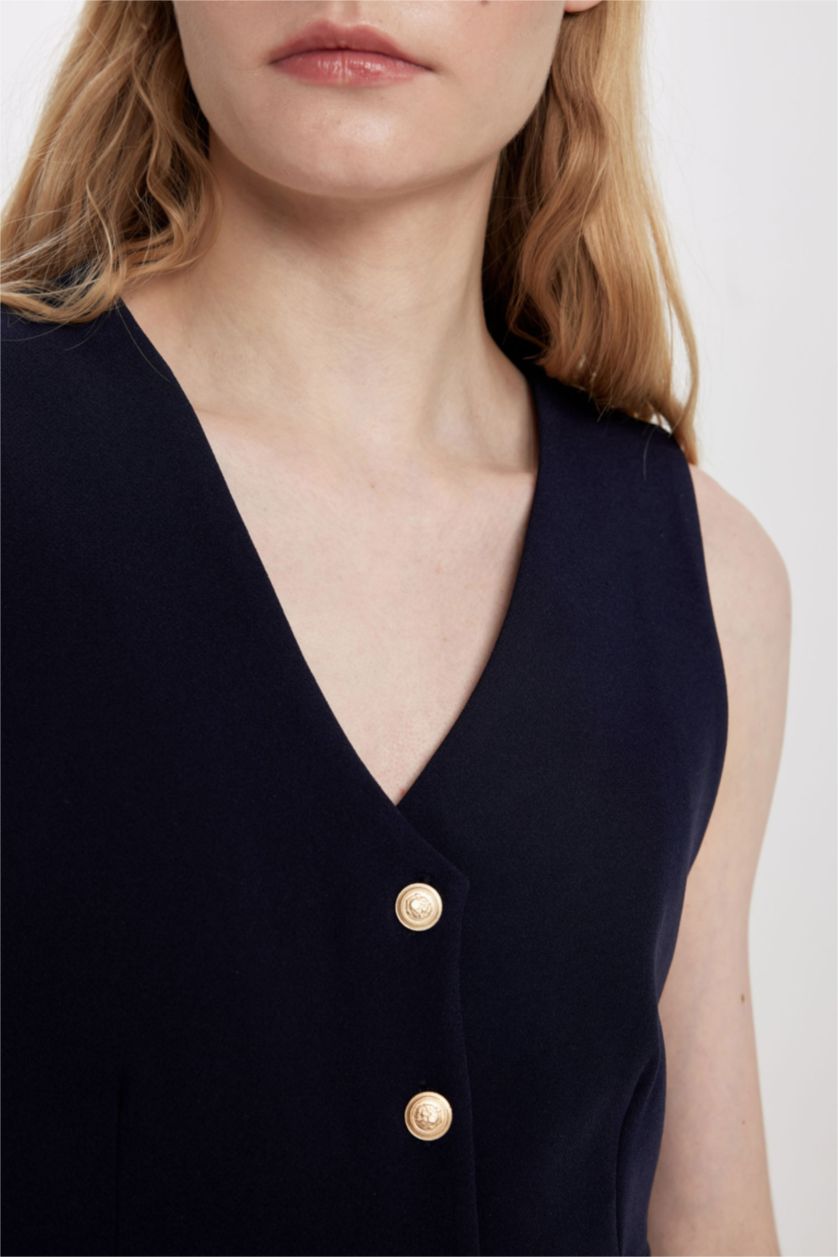 FEMME Marin Gilet Blazer Courte à Col en V