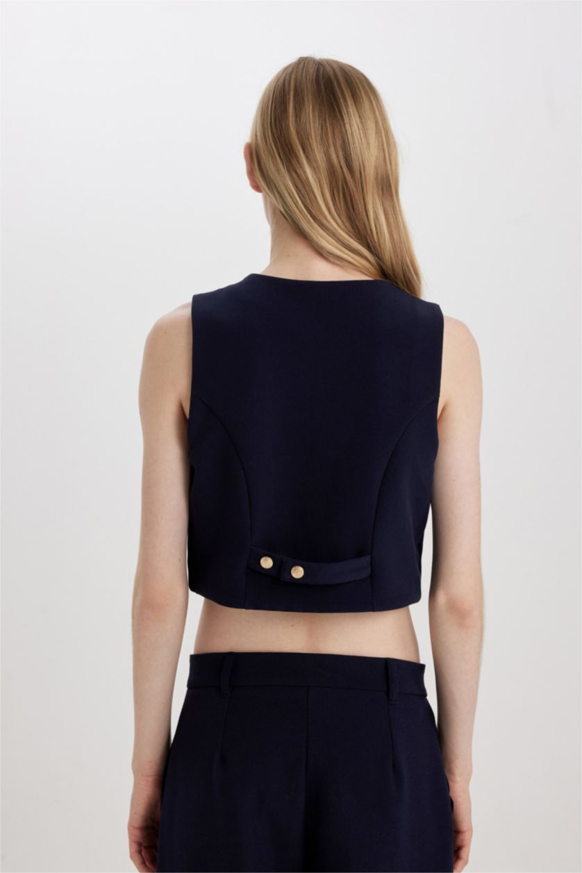 FEMME Marin Gilet Blazer Courte à Col en V