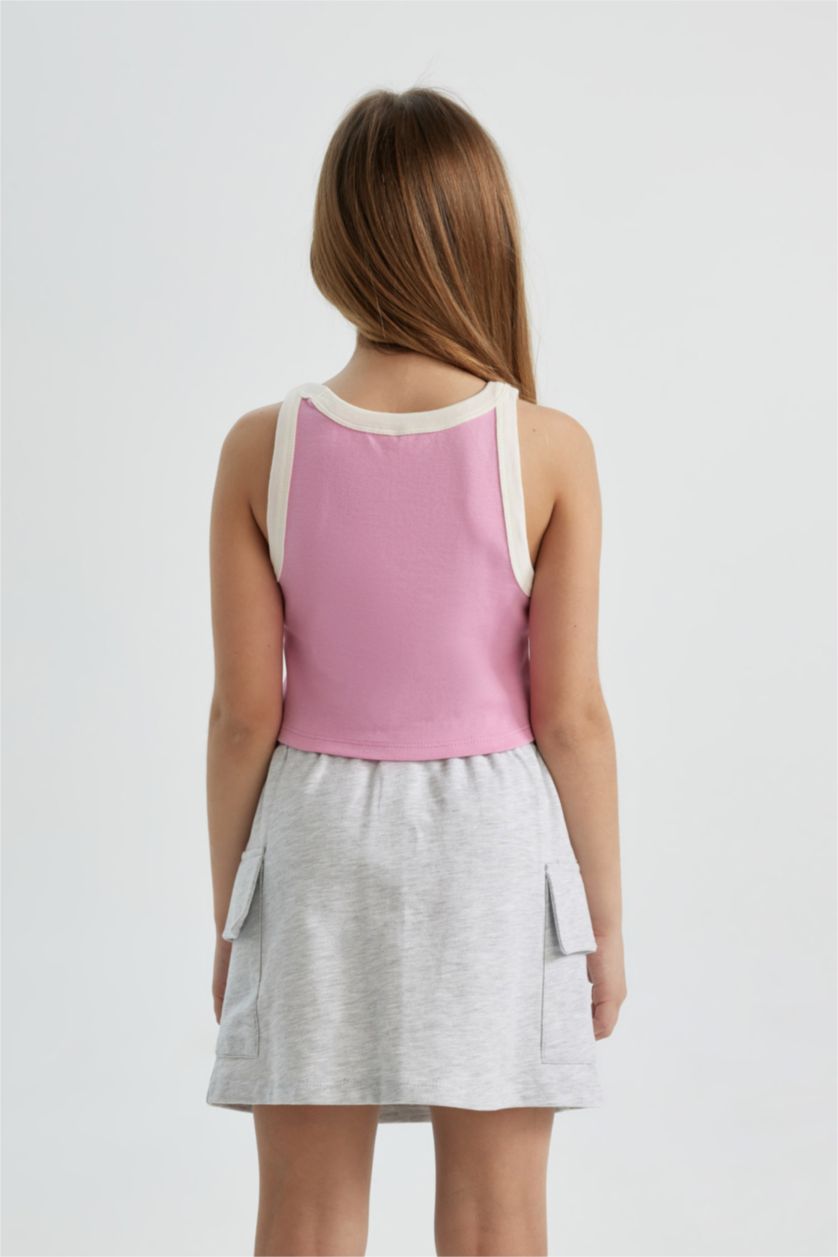 GIRLS & TEENS Pink Girl Slim Fit Ribana Tank Top