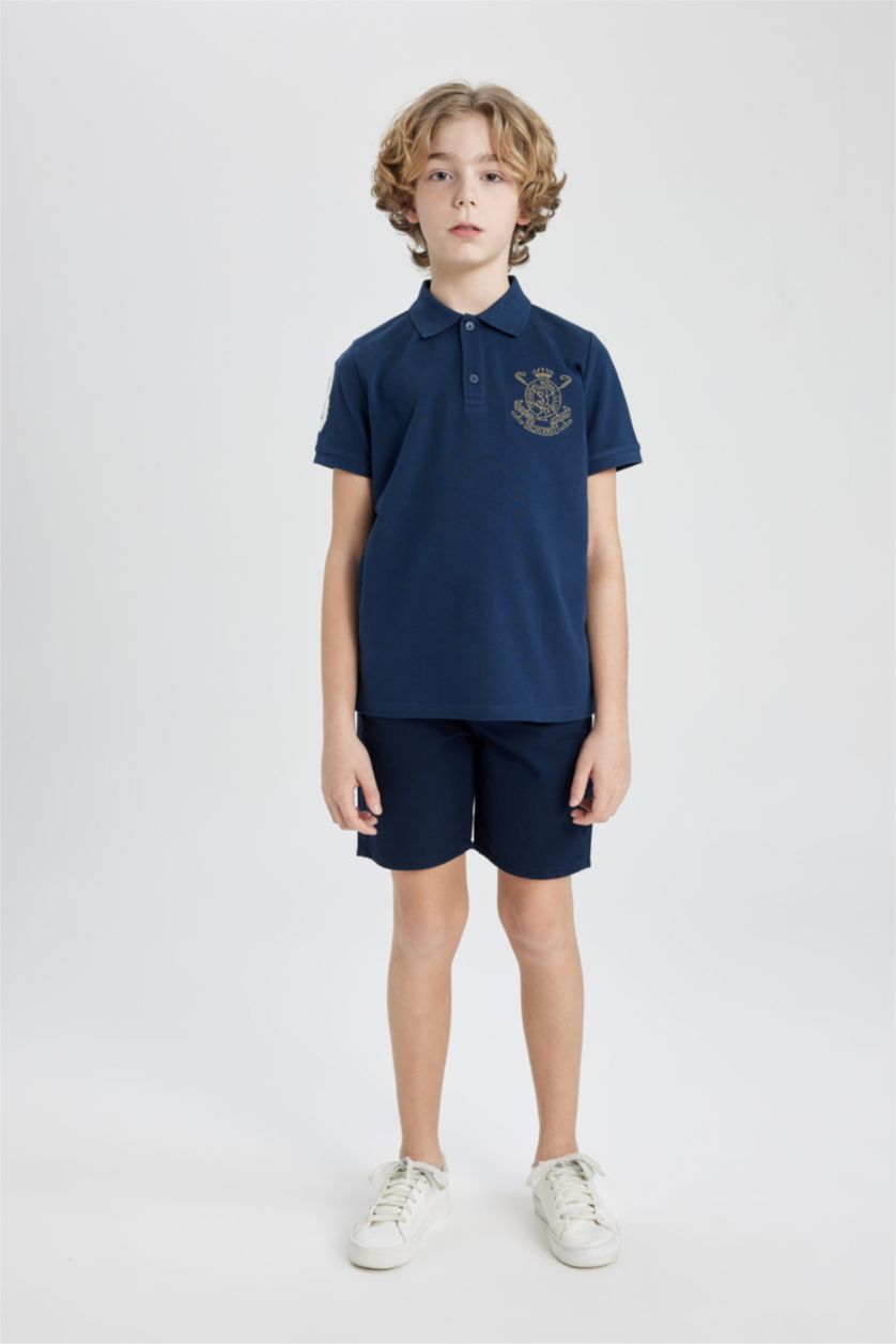 BOYS & TEENS NAVY Boy Pique Short Sleeve Polo T-Shirt