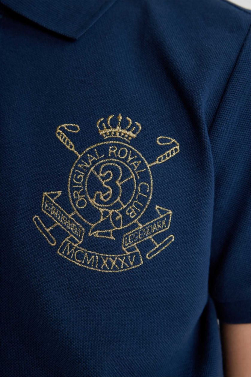 BOYS & TEENS NAVY Boy Pique Short Sleeve Polo T-Shirt