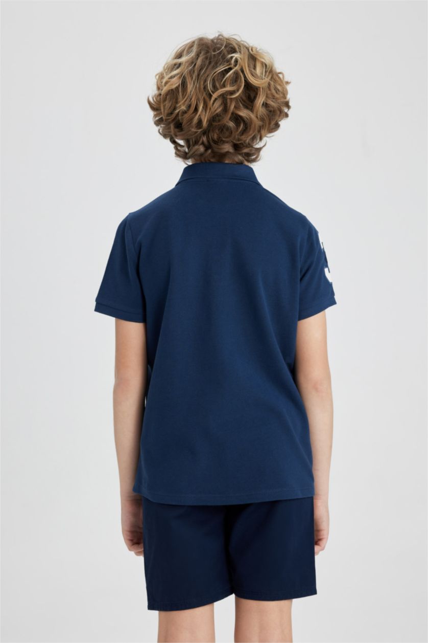 BOYS & TEENS NAVY Boy Pique Short Sleeve Polo T-Shirt