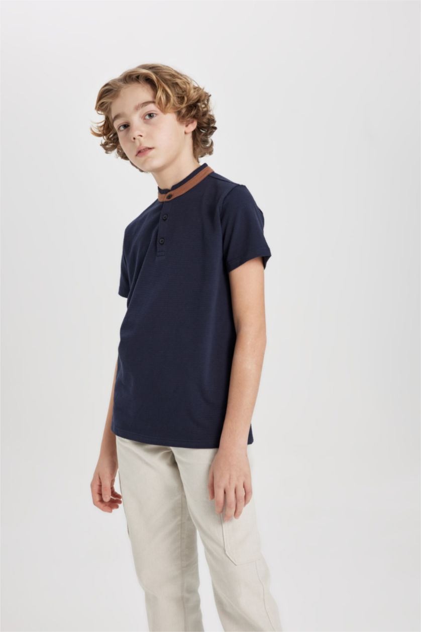 Мальчики и подростки Синий Футболка поло стандартного кроя для мальчиков