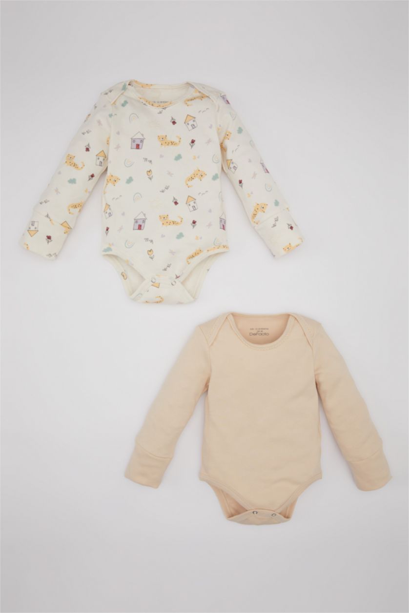 طفلة صغيرة بيج فاتح سالوبيت بيبي بناتي حديثي الولادة كم طويل بطبعة حيوانات - قطعتين