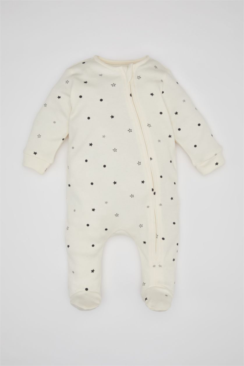 BABY GIRL White Baby Girl Newborn Star Patterned Jumpsuit