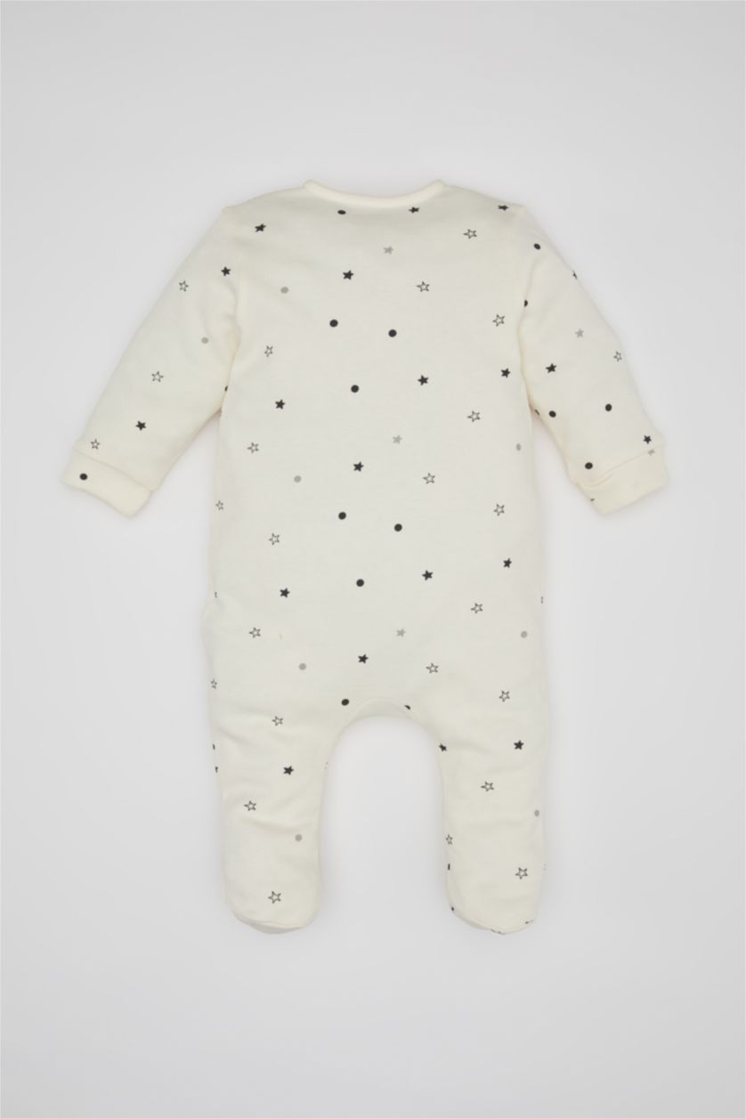 BABY GIRL White Baby Girl Newborn Star Patterned Jumpsuit