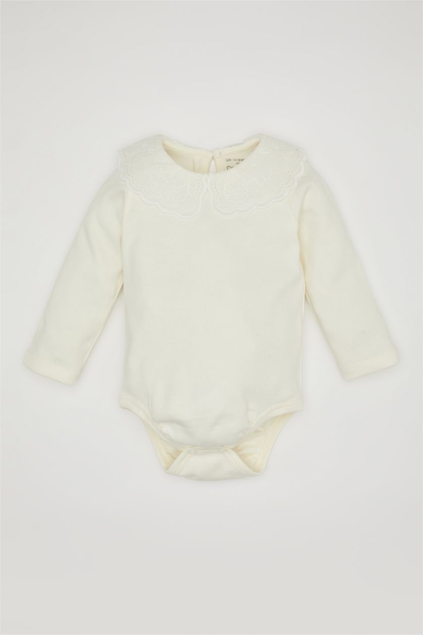 BABY GIRL White Baby Girl Long Sleeve Snap Body