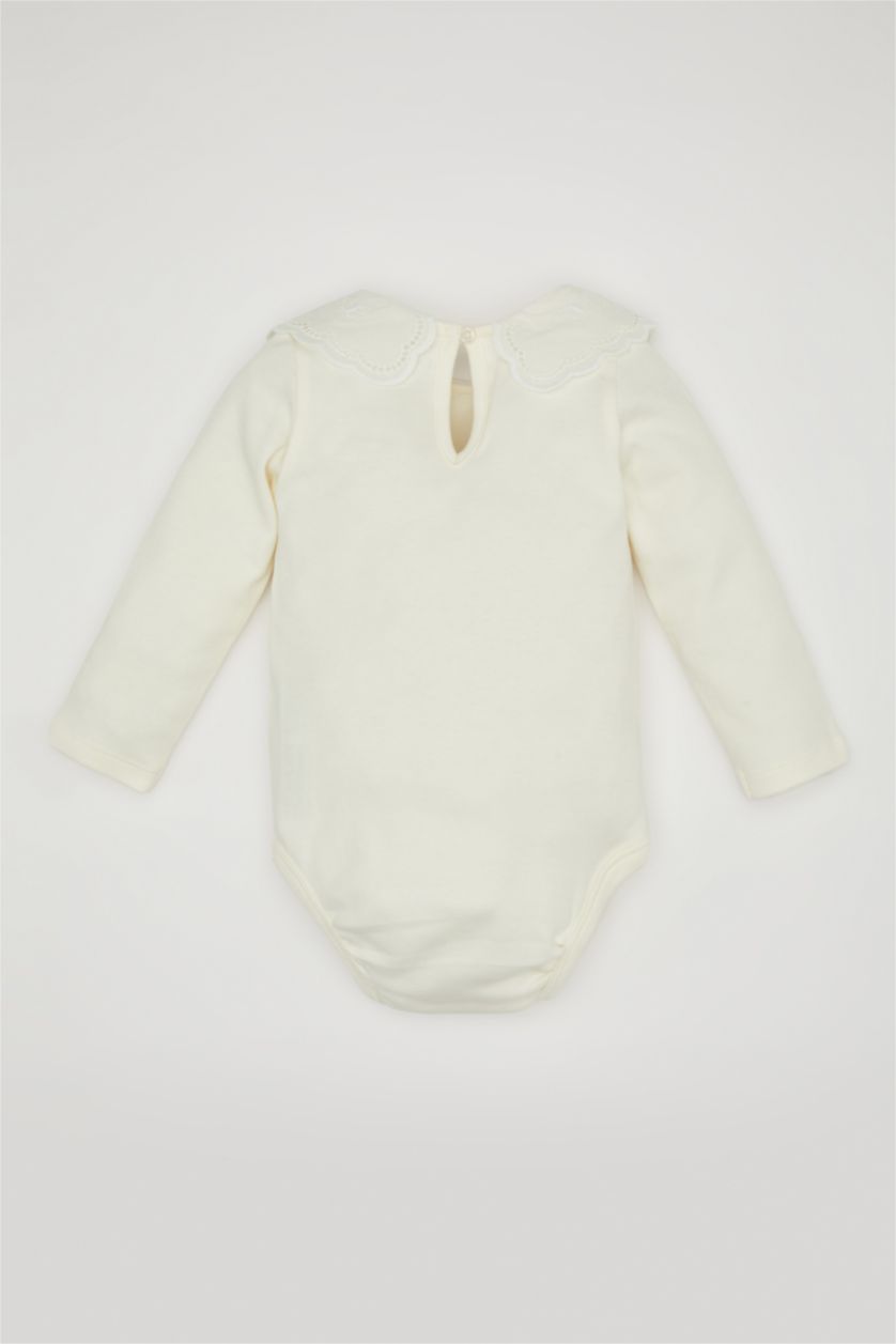 BABY GIRL White Baby Girl Long Sleeve Snap Body