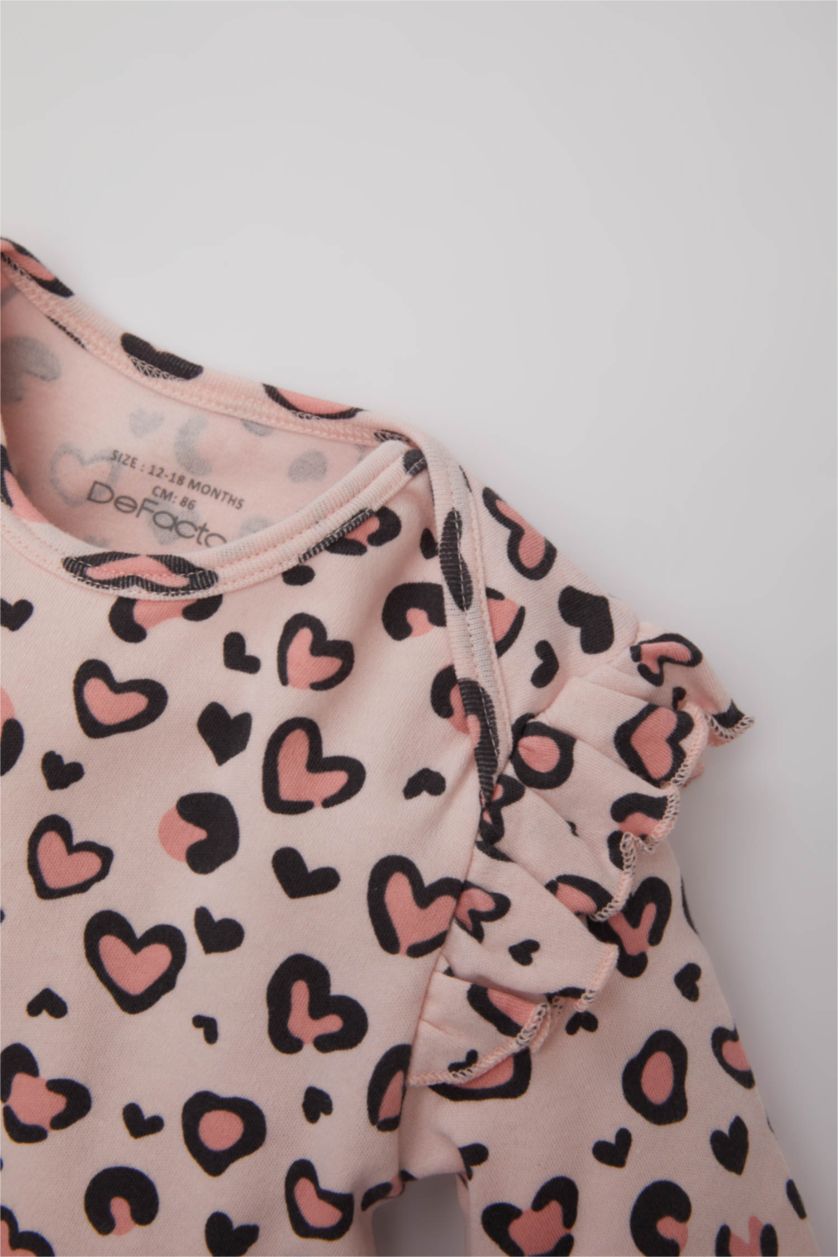 Baby Girls Light Pink Baby Girl Newborn Leopard Pattern Heavy Fabric Jumpsuit