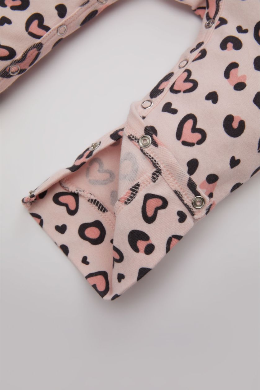 Baby Girls Light Pink Baby Girl Newborn Leopard Pattern Heavy Fabric Jumpsuit