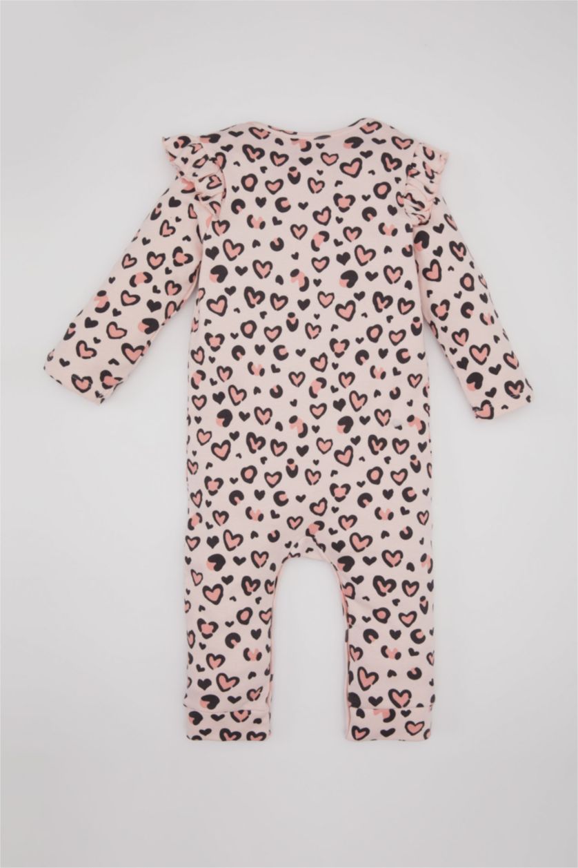 Baby Girls Light Pink Baby Girl Newborn Leopard Pattern Heavy Fabric Jumpsuit