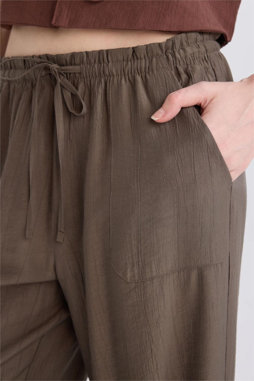 WOMAN Grey Straight Fit Wide Leg With Pockets Trousers