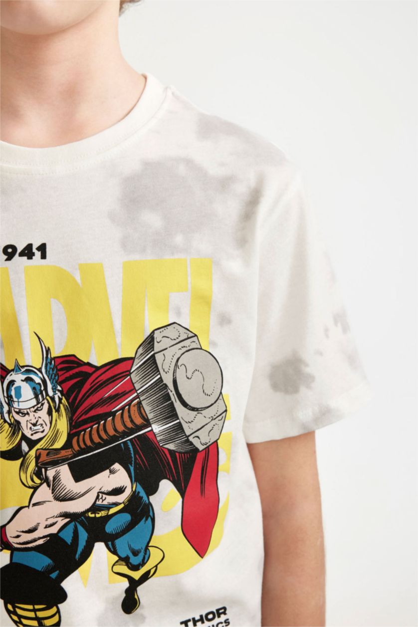GARÇONS Gris T-Shirt à Manches Courtes Col Rond Imprimé Marvel Comics pour Garçon