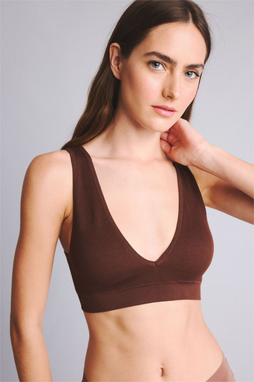 WOMAN Brown Removable Cup Seamless Bra
