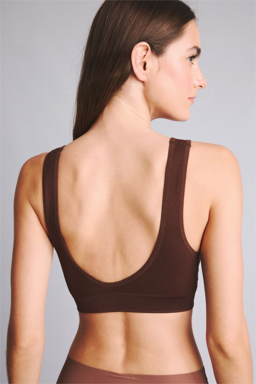 WOMAN Brown Removable Cup Seamless Bra
