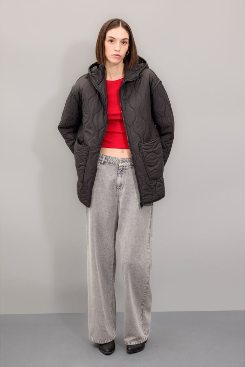 Kadın Siyah İnce Parka