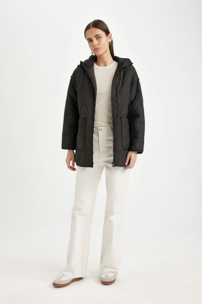 Kadın Siyah İnce Parka